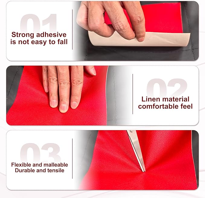 PATIKIL Leather Patches Tape for Furniture, 3.2 x 61 Inch Self Adhesive Vinyl Leather Repair Kit Cover Sheet for Couch, Sofa, Car Seats, Office Chair, Navy Blue