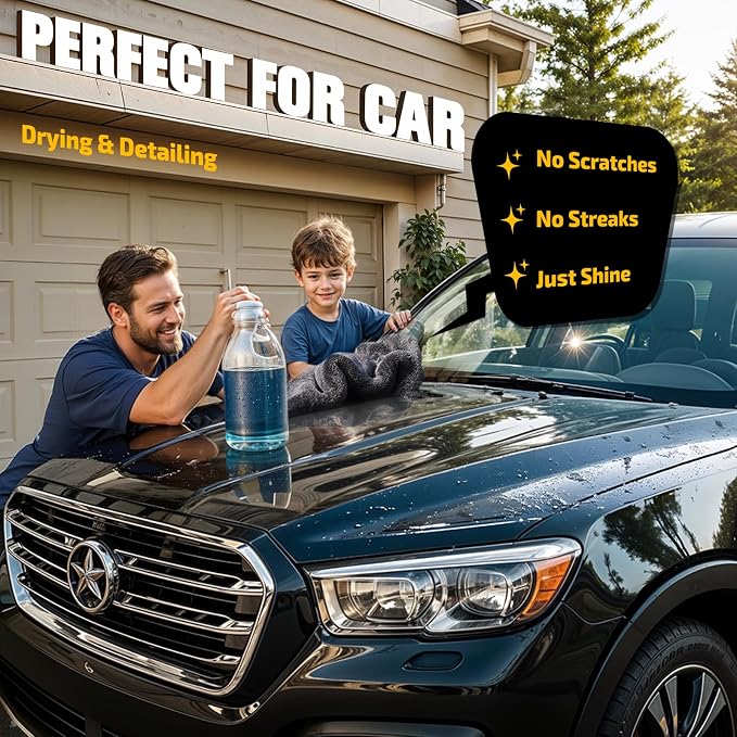 SMINDER 2-Pack 1200 GSM Car Drying Towels – Microfiber Towels for Cars (36" x 24"), Ultra-Absorbent, Streak-Free, Scratch-Free, No Water Spots, Double-Twist Pile & Edgeless Design