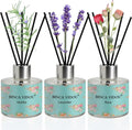 Reed Diffuser Set of 3, Lavender, Rose, Vanilla Aromatherapy Oil Diffusers for Bedroom, Living Room, Office, Gift & Stress Relief, 50ml x 3