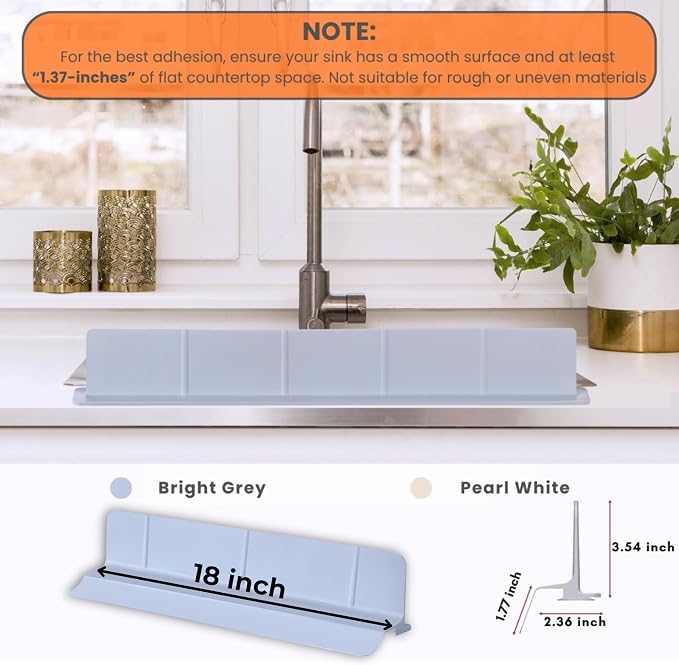 MessOut Sink Splash Guard | Premium Korean Silicone | 3 Practical Sizes for Maximum Coverage |Solution for Mess Free Dish-washing | Super Strong Suction to nearly all Shelf-tops.