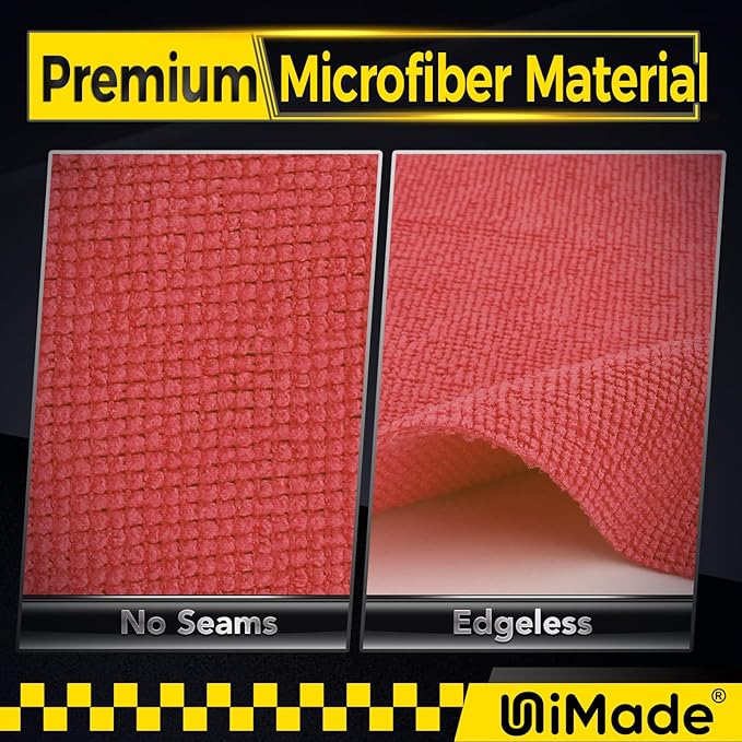 Shop Towels, 24 Pack Commercial Grade Shops Rags Microfiber Towel for Cars Cleaning Rags Bulk Clean Cloth for Automotive Bar Mechanic Restaurant Garage Housekeeping, 11.5"x 11.5", Red