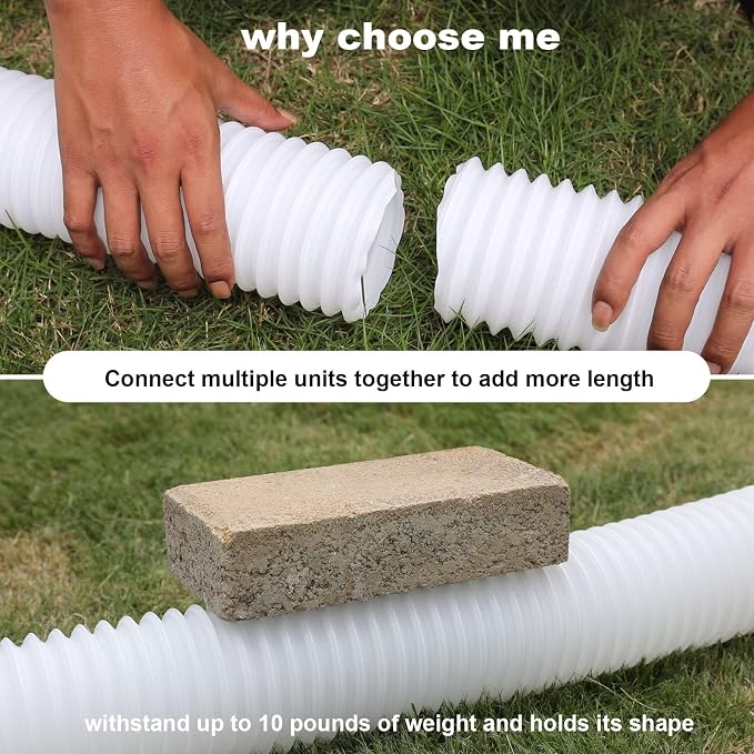plusgutter 16.5ft Long Gutter Downspout Extensions Flexible, 4" Diameter Drain Downspout Extender, Down Spout Drain Extender for Rainwater Drainage, Extendable from 3.4ft to 16.5ft(1Pack, White)