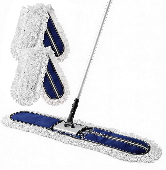 CLEANHOME 36” Dust Mops for Floor Cleaning Heavy Duty Hotel Company Household Cleaning Supplies for Hardwood, Tiles, Marble (Blue)