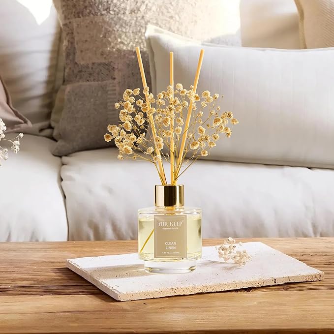 Reed Diffuser Set of 3,Clean Linen Ocean Mist&Sea Salt Lavender Eucalyptus Oil Reed Diffusers for Bedroom Living Room Office Aromatherapy Oil Reed Diffuser for Gift 50ml x 3