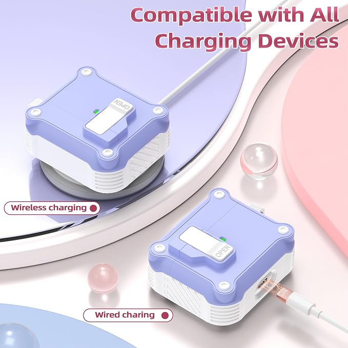for AirPods 3 Case Cover with Lock Magnetic Lid, White/Lavender | Compatible with Apple AirPods 3rd Generation (2019) Case with Cleaner Kit & Carabiner, Powerful Drop Protection