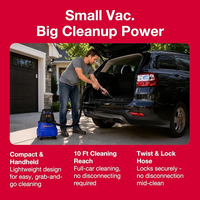 Koblenz WD-5 L2 Wet Dry Vacuum Cleaner, Blower, Shop Vac 3.5 PHP, 5 Gallon | 3-in-1 Suction & Blower, Swivel Casters, Twist-N-Lock Hose, Large Vacuum Cleaners for Home, Workshop, Car, Blue/Black