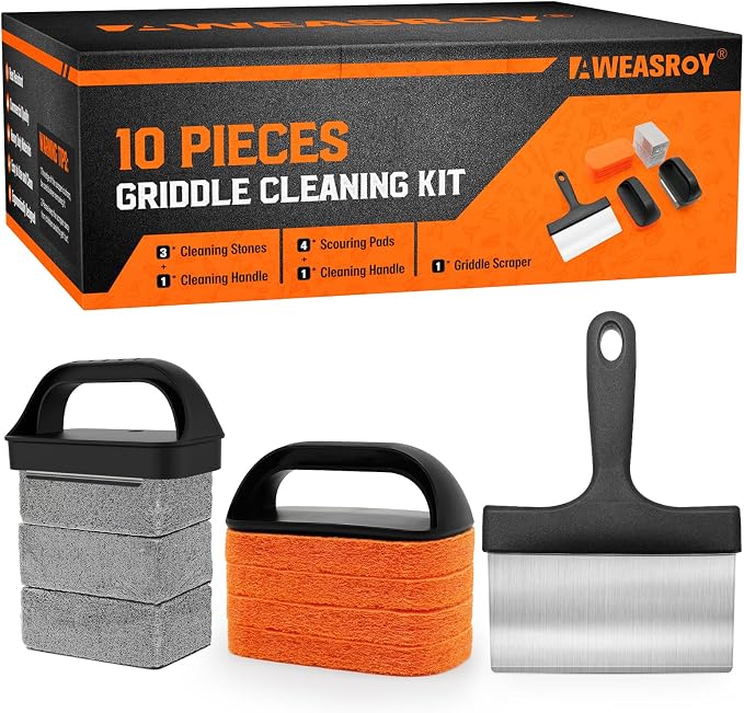 Griddle Cleaning Kit for Blackstone, Easy to Remove Stain | with Grill Stone, Griddle Scraper & Scouring pads