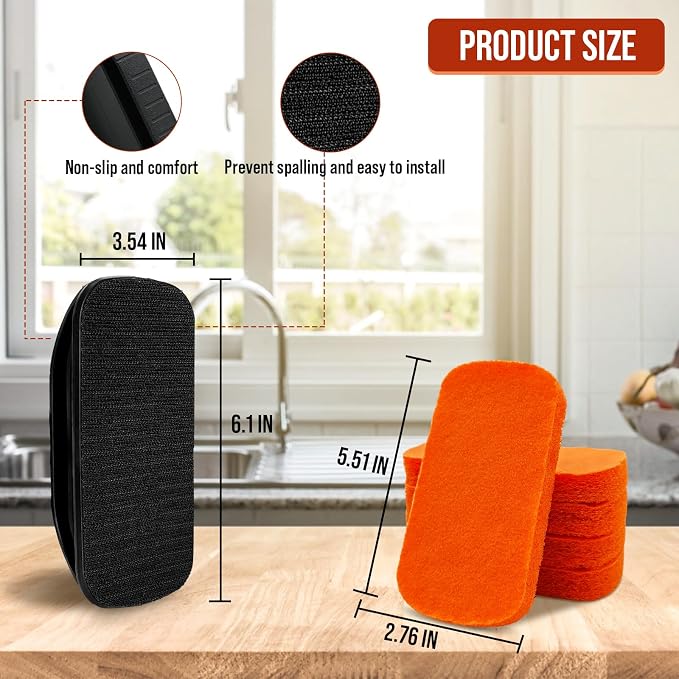 Griddle Cleaning Kit for Blackstone, Non-Scratch Scouring Pads for Kitchen | 5 Scrubber Pads and 1 Handle