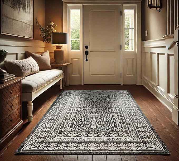 Pilgrim Home and Hearth 19677-1 - 4'x6' Area Rug - Area Rug with Non-Slip Backing, Ideal for Enteryway, Living Room, Bedroom, Kitchen, Bathroom, Laundry Room - Easy Clean, Durable, Low Pile Rug