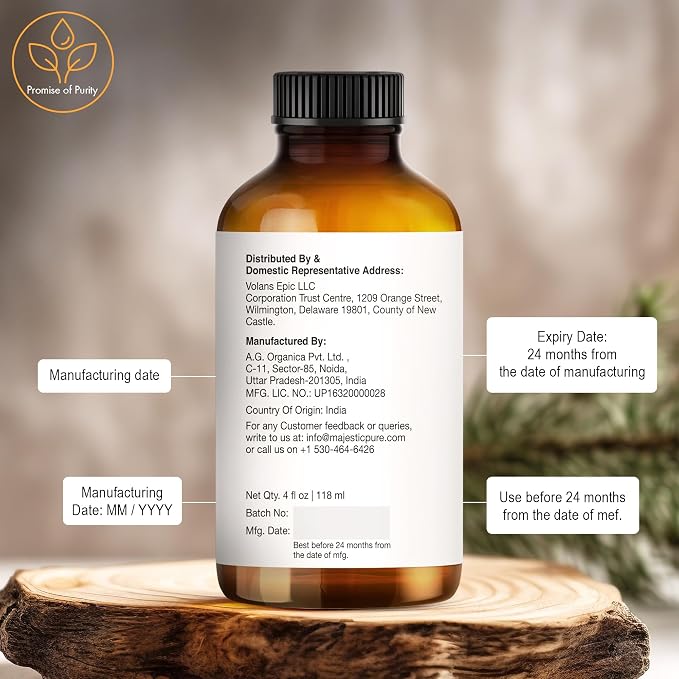 Majestic Pure Cedarwood Essential Oil for Diffuser - 4 Fl Oz | 100% Natural Essentials Oils for Aromatherapy, Massage, Steam inhalation, Air Freshing, Soap and Candle Making