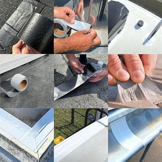 HSS Sealant Tape with MicroSealant - Waterproof Commercial Roofing Tape for Roof and RV Repair - UV- & Weatherproof (Black, 4 inch x 50 feet)