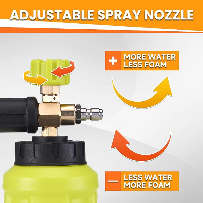 M MINGLE Pressure Washer Foam Cannon Kit, Car Wash Brush with Long Handle | Thick Foam Sprayer, Adjustable Foam Gun, 5 Multi-Angle Nozzles for All Cleaning Jobs, Universal Power Washer Fit