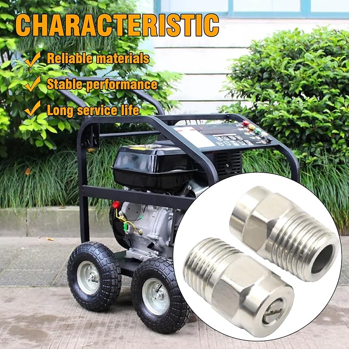 VIKKSAER 8 Pcs Stainless Steel Surface Cleaner Tips with 2.5 Orifice, 1/4'' Male NPT 4000 PSI Threaded Spray Nozzles, Surface Cleaner Tips for Pressure Washer Nozzles