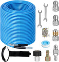 200FT Sewer Jetter Kit for Pressure Washer 5800PSI Drain Cleaner | 1/4" NPT Sewer Hose with 4 Jetting Nozzles for Long Reach Drain Cleaning, Includes Tools and Accessories