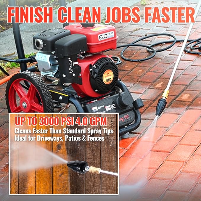 YAMATIC Pressure Washer Turbo Nozzle 5 Spray Nozzles, 3000 PSI 4.0 GPM | 1/4" Quick Connector 360° Rotating Tips, Compatible with Ryobi, Greenworks, Craftsman, Troybilt, Simpson