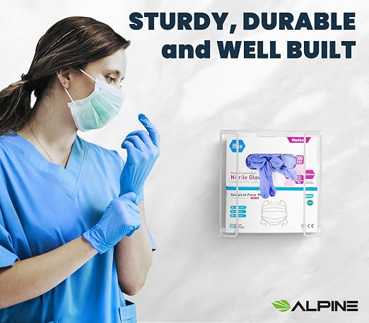 Alpine Glove Holder for Wall Mount - Latex Glove Holder Wire Glove Dispenser for Wall Disposable Glove Box & Tissue Box - Fits 2 Boxes (White)