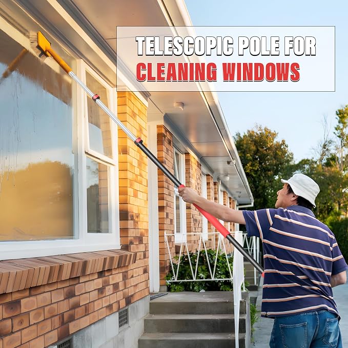 DIYSELF 12 FT Paint Extension Pole, 4.8-12 Ft Adjustable Telescoping Pole | Painting Extension Pole, High Reach Painting, Cleaning, Dusting, Windows & Gutter Cleaning, Comfortable Grip