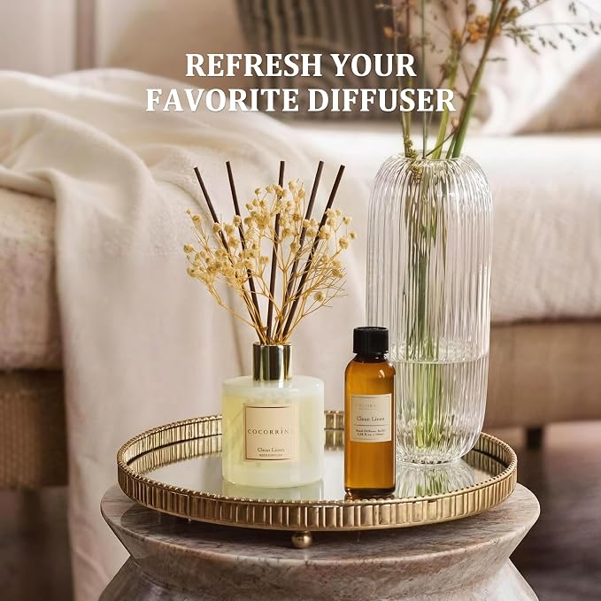 Reed Diffuser Refill Set, 10.2oz Scented Oil Refill 3 Pack, Sandalwood Rose, Cherry Blossom, Wild Mint & Eucalyptus, Long Lasting Oil Diffuser Refill with18 Sticks for Bathroom & Bedroom