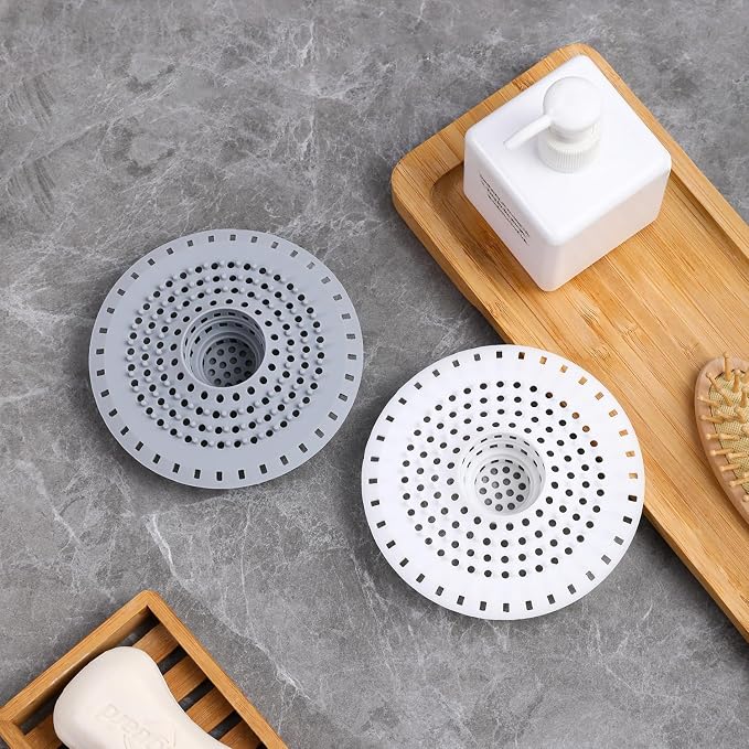 Shower Drain Hair Catcher, Premium Silicone Drain Protector & Shower Drain Cover for Regular Drains of Shower Room, Bathroom, White