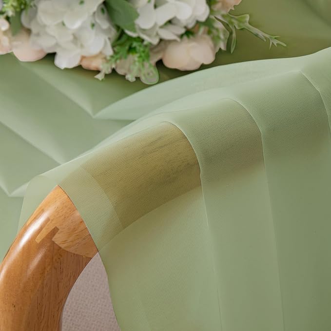 Chyhomenyc Light Green Sheer Curtains 84 Inches Long 2 Panels Set- Light Filtering Curtains for Bedroom, Soft Airy Voile Rod Pocket Living Room Window Drapes, 42Wx84L Inches, 2 PCS