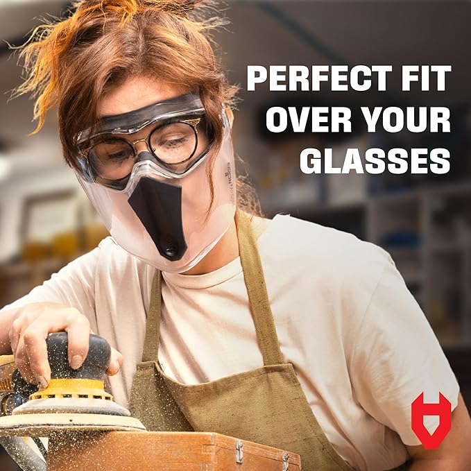 NoCry Safety Face Shield Mask for Work with Premium Anti Fog and Anti Scratch Technology — Durable ANSI Z87.1 Certified Grinding Face Shield with Extreme Impact Resistance