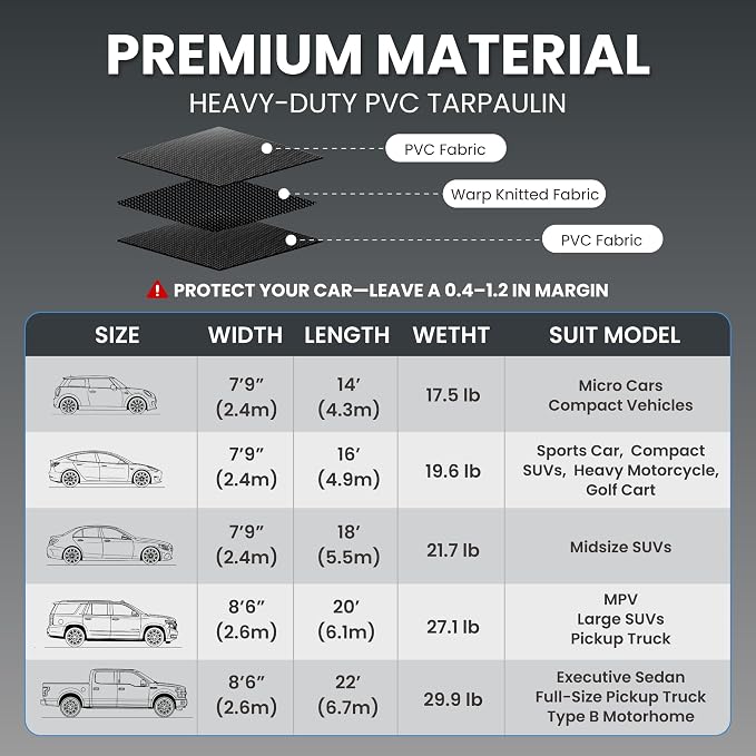 7'9" x 14' Garage Floor Mat, 610GSM PVC Containment Mat for Cars | Heavy-Duty, 1.2in Raised Edges, Waterproof Garage Protection, Non-Slip Design, Easy Hose Clean, Kit with Squeegee