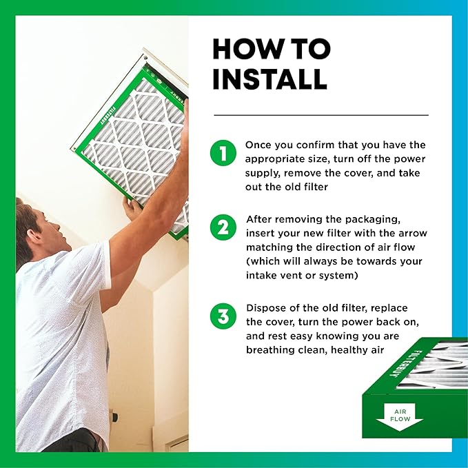 Filterbuy 16x16x2 Air Filter MERV 8 (MPR 700) Dust Defense Replacement (6-Pack), Electrostatic Pleated HVAC AC Furnace Filters, Made in USA (Actual Size: 15.50 x 15.50 x 1.75)