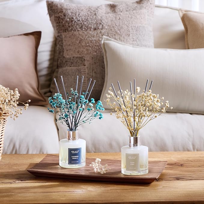 Reed Diffuser 3.38 oz (100ml) 2pk,Clean Linen/Cashmere Vanilla Scented Reed Diffuser Set,Reed Diffuser & Oil Diffuser Sticks, Aromatherapy, Home & Kitchen Décor,Fragrance and Gifts