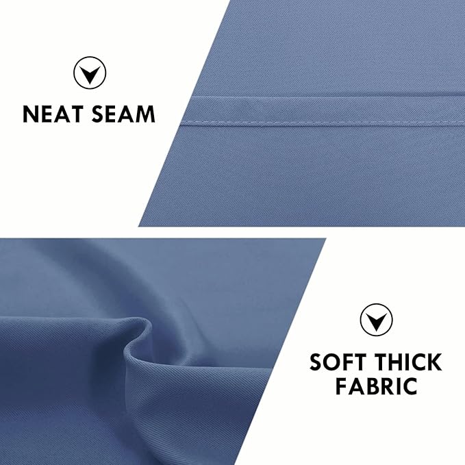 DWCN Blackout Curtains for Living Room Thermal Insulated, Energy Saving & Noise Reducing Bedroom Curtains, Dusty Blue, W 70x L 72 Inch, Set of 2 Rod Pocket Curtain Panels