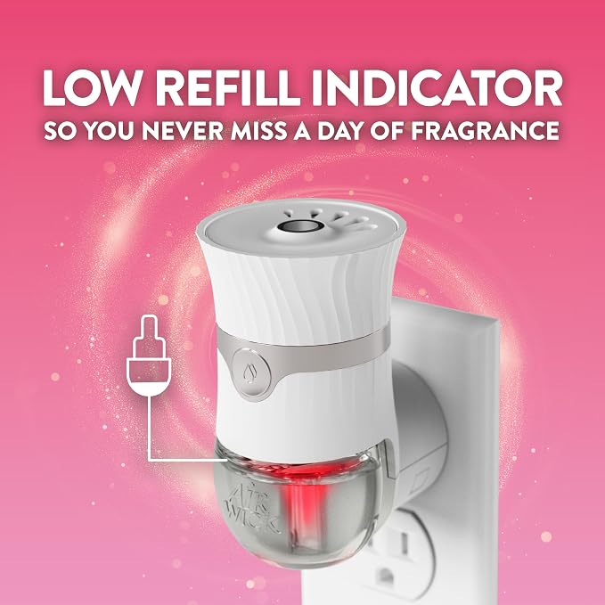 Air Wick Plug in Scented Oil Refills, 4 Count, Lush Honeysuckle and Raspberry, Air Freshener, Essential Oils, Eco Friendly