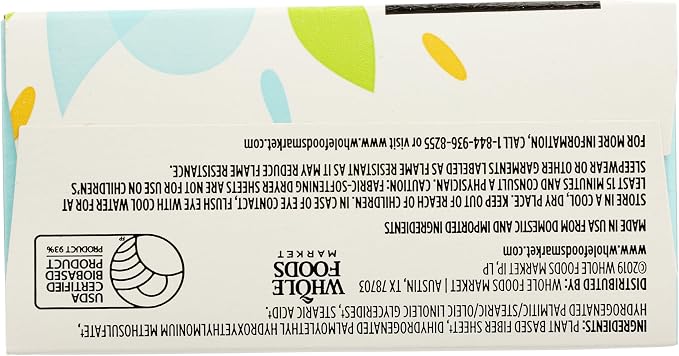 365 by Whole Foods Market, Fabric-Softening Dryer Sheets, Unscented, 80 Count