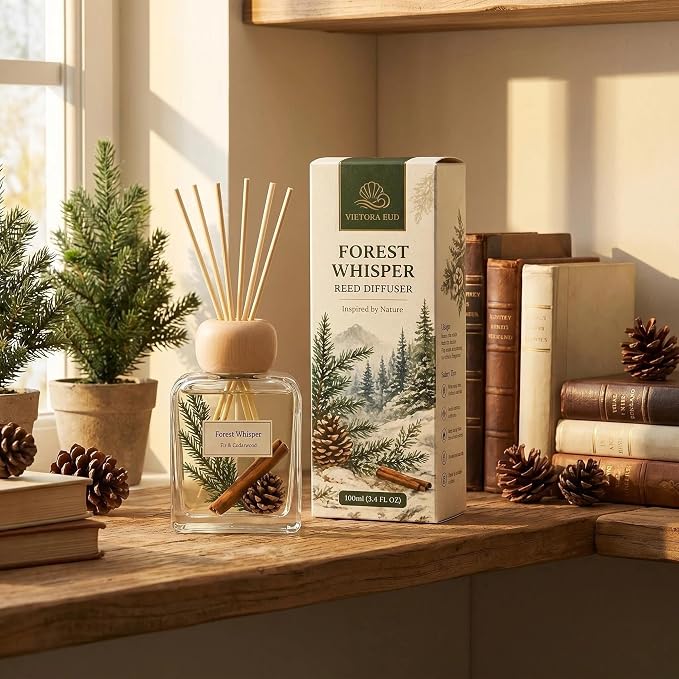 Fir Reed Diffuser, 3.4 Fl Oz | Woody fir forest scent; Up to 120 Days of Fragrance for Bedroom, Bathroom, Living Room or Office; Gift-ready.
