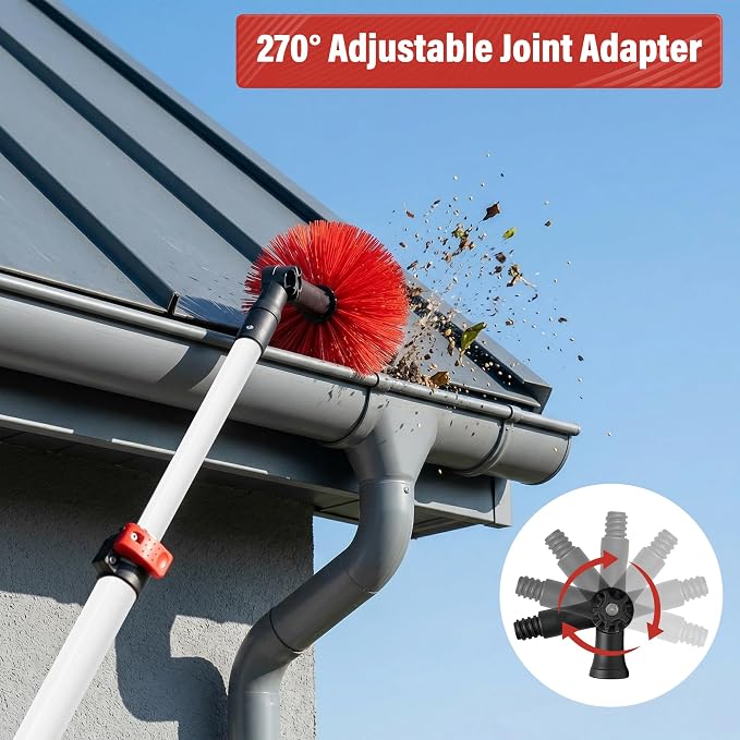 20FT High Reach Ceiling Duster Kit with 5-12ft Extension Pole – Fan & Cobweb Cleaner, Microfiber Feather Duster, 2-in-1 Window Squeegee, 270° Rotating Head, Reusable & Washable, Wall-Mount Rack