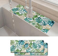 2PCS 15" X 5.5" Kitchen Sink Splash Guard Faucet Mat Leaf Super Absorbent Fast Drying Faucet Guard & Draining Mat Sink Splash Guard Behind Faucet for Kitchen, Bathroom