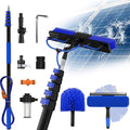 Buyplus 30FT Reach Solar Panel Cleaning Brush Kit with 5-24FT Telescoping Pole, Water Fed Window Cleaner Tool with 20" Brush, Soap Dispenser, Cobweb Duster, Squeegee for Roof, RV, Gutter, Deck,Blue