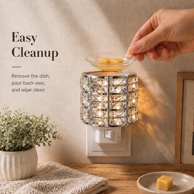 MeplLivs Warmers Pluggable Fragrance Warmer- Decorative Plug-in for Warming Scented Candle (Silver) | Decorative Plug-in Wax Melt Warmer for Home Decor, Silver Design, Gifts & Aroma