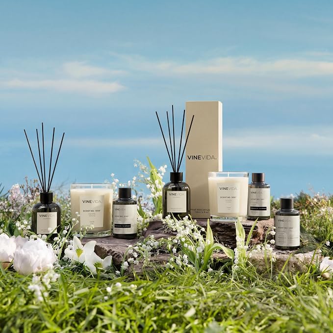 VINEVIDA | Brazilian Summer | Reed Diffuser for Home & Bathroom | Long-Lasting Scent Sticks Set | Oil Stick Diffuser | Bathroom Scent