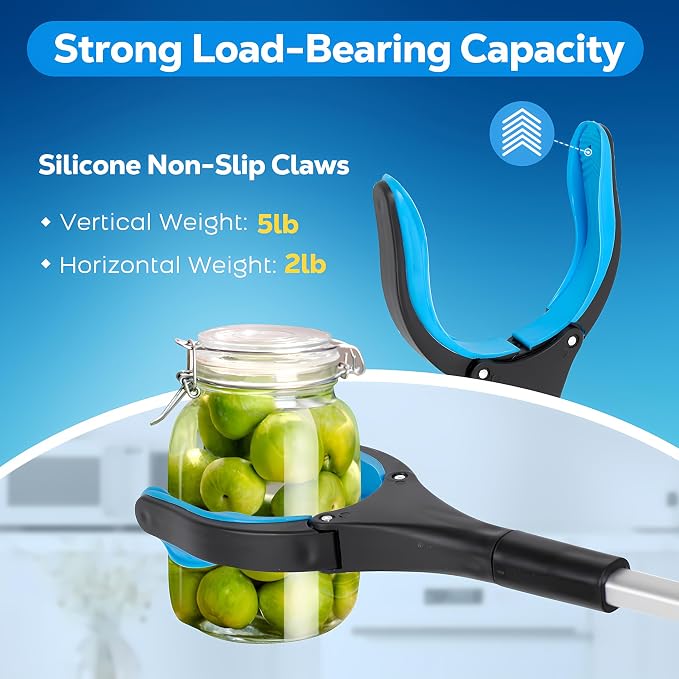 Grabber Reacher Tool - 32” Extra Long Foldable Gripper and Reaching Tool - Heavy Duty Pick Up Stick Grabbers for Seniors, Trash, Surgery Recovery Must Haves Gifts (Blue-2pc)