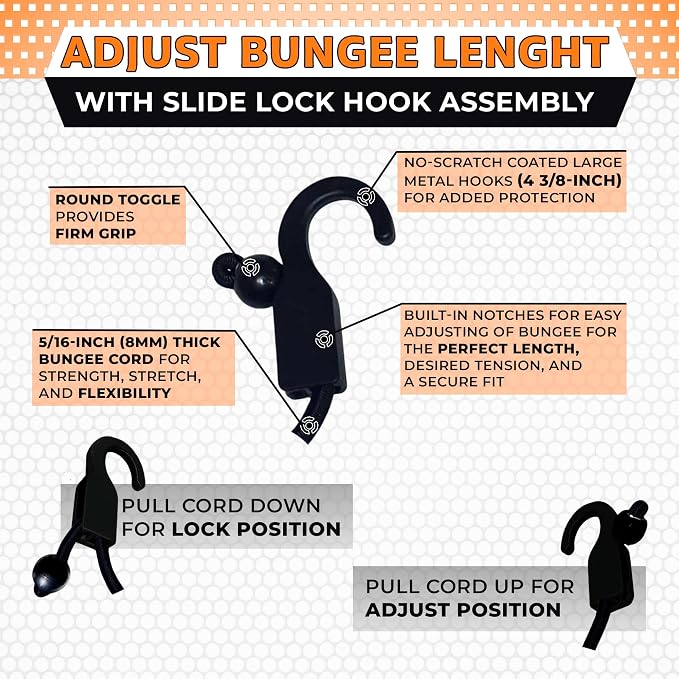 Holden USA - Ladder Clamp - Stabilizer Clip – Secure Safety Clamp for Roof, Gutters, and Wall Prep – Durable Support Cord for Roofing and Gutter Tasks (Pair / 2 Units) Mini Orange
