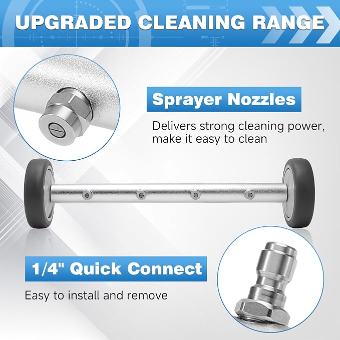M MINGLE Pressure Washer Water Broom, 13 Inch, 4000 PSI | Water Broom for Garden Hose and Pressure Washer, Multi-Use for Driveway, Sidewalk, Deck, Garden