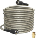 PVC Pressure Washer Hose 50 FT x 1/4", Kink Resistant Power Washer Hose, High Pressure Water Hose Extension Replacement for Home Use with M22-14mm Brass Fittings, 3300 PSI, Gray