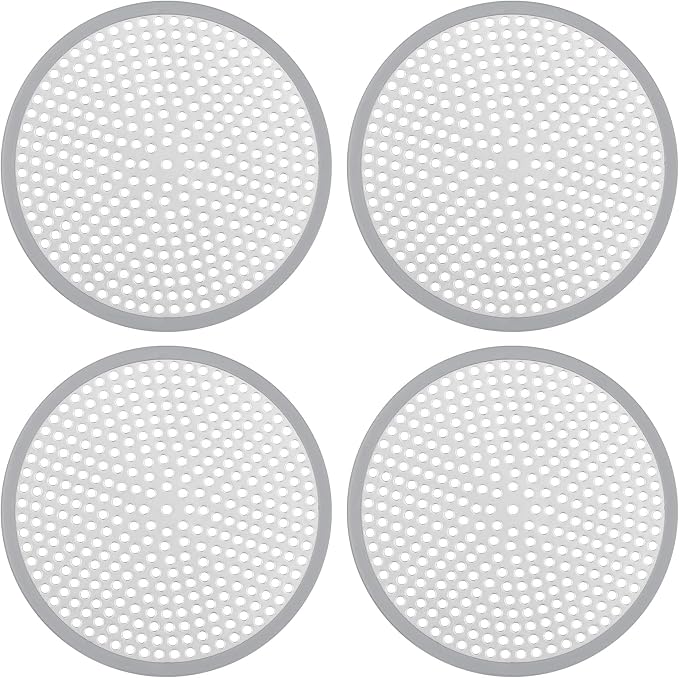Ohtomber Shower Drain Hair Catcher - 2PCS 4.72” Shower Stall Sink Drain Cover Strainer, Stainless Steel Bathtub Hair Filter Trap Stopper, Bathroom Floor Screen Protector with Silicone Rim