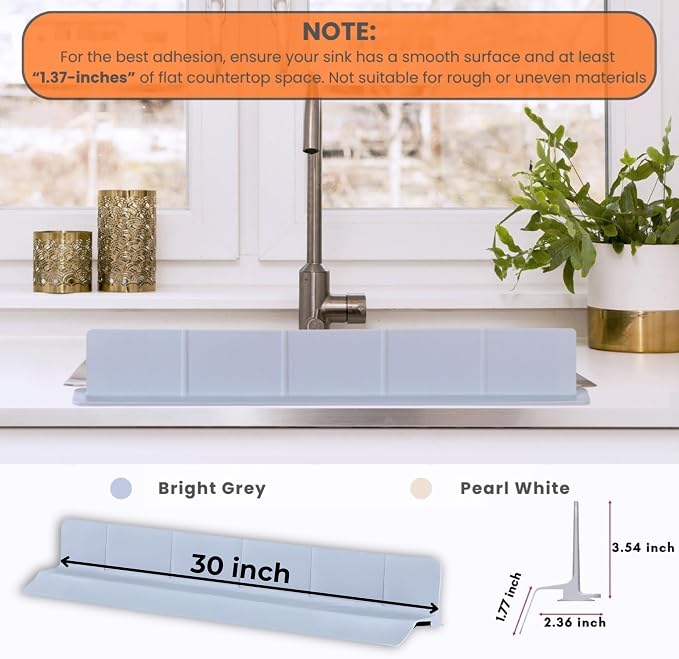 MessOut Sink Splash Guard | Premium Korean Silicone | 3 Practical Sizes for Maximum Coverage |Solution for Mess Free Dish-washing | Super Strong Suction to nearly all Shelf-tops.