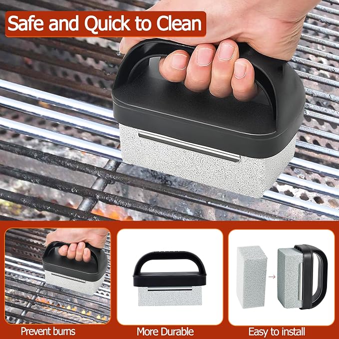 Heavy Duty Griddle Cleaning Brick with Handle, Grill Cleaner for Cleaning Flat top, Pumice Griddle Cleaning Stone Removing Stains for BBQ, Swimming Pool, Sink(5 Pack)