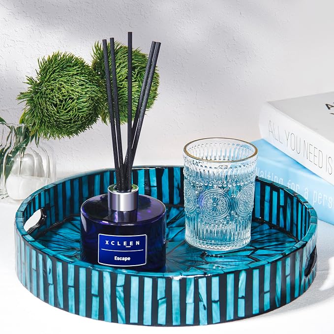 Xcleen Reed Diffuser, 6.7 Oz Escape Scented Diffuser with Sticks, Long Lasting Fragrance Air Freshener, Bathroom Shelf Decor