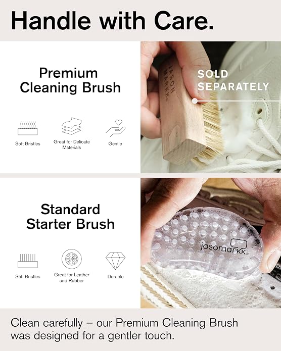 Jason Markk Starter Kit, Shoe Cleaner, 2-Piece Set, Deep Cleaning Solution & Durables Brush, Sneaker Care, Ideal for Footwear, Safe for Midsoles, Full-Grain Leather, Rubber, Plastic, and More, 2oz