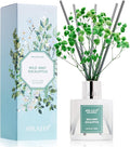 Reed Diffuser Set,3.38 fl oz (100 ml) - Wild Mint&Eucalyptus Oil Diffusers with 8 Reed Sticks, Home Fragrance Reed Diffuser for Bathroom Shelf Decor
