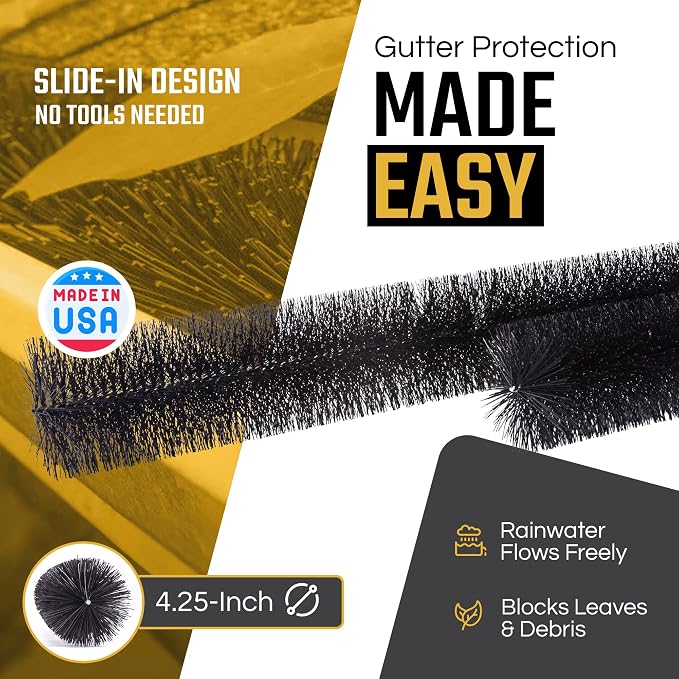 4.25" Gutter Guards, Fits 5 Inch Gutters, 45 Ft Leaf Filter | DIY gutter guard and leaf filter blocks leaves and debris, reduces cleaning and keeps water flowing in 5 inch gutters.