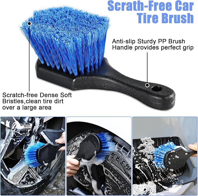 anngrowy 62" Microfiber Car Wash Brush with Long Handle Car Washing Mop Kit Mitt Sponge Car Cleaning Supplies Duster RV Washing Car Brushes, 1 Chenille Scratch-Free Replacement Head (Blue&Yellow)