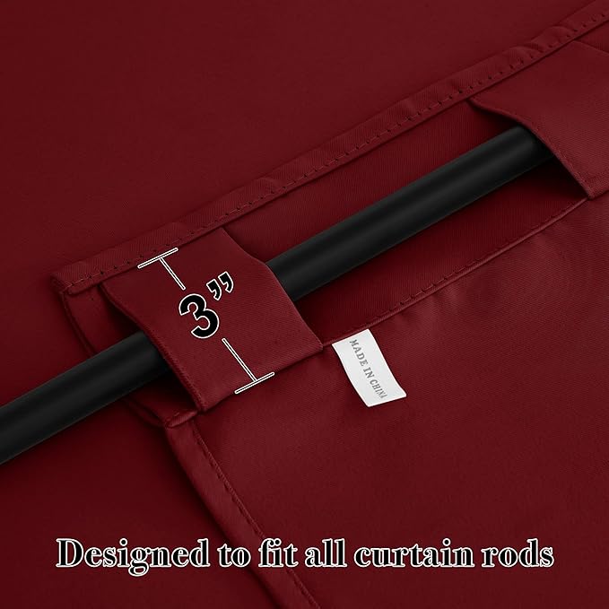 RYB HOME Small Window Curtains - Blackout Insualting Privacy Curtains for Kids Bedroom Kitchen Bathroom Basement Cafe Cabinet Tiers Drapes, 34 Width x 24 Length, 2 Panels, Burgundy Red